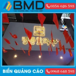 Biển quảng cáo nhà hàng chữ inox sáng chân