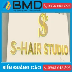 Alternative view of Biển quảng cáo tiệm tóc đẹp chữ Inox vàng gương sáng chân